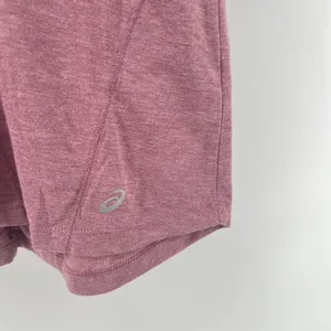 Asics Women S Heathered Mauve Crewneck Short Sleeve T-Shirt‎ Performance Workout thumbnail 3