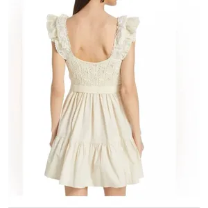 Anthropologie En Saison cream crochet Colette swing dress size sml thumbnail 2