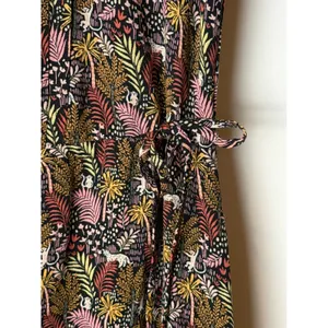Loft Paradise Pintucked Side Tie Dress Women Medium Green Pink NWT Tropical Boho thumbnail 9