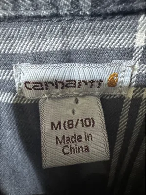 Carhartt Gray Plaid Long Sleeve Button-Up Shirt M (8/10) - A thumbnail 2