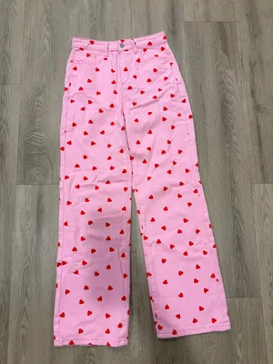 Romwe Pink & Red Heart Jeans thumbnail 1