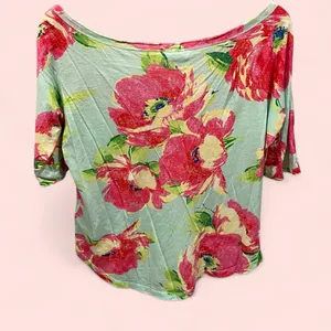 Cute Abercrombie & Fitch floral boat neck lightweight floral top Y2K thumbnail 4