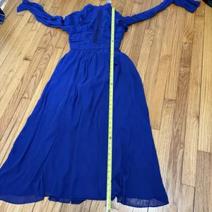 Rachel Parcell NWT Crinkle‎ Chiffon Navy Blue Floral Midi Dress Size 0 thumbnail 9