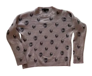 Skull Cashmere 100% Cashmere Skull Print Sweater | Women's Small | Taupe/Blush thumbnail 1
