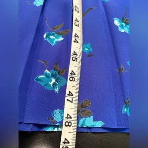 Blue Midi Dress 80s Blouson Floral Print Dress Button Back 80s Draped High Waist thumbnail 14