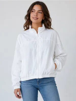 PINK BY VICTORIA’S SECRET Zip Up Cropped White Track Jacket Size XL thumbnail 1