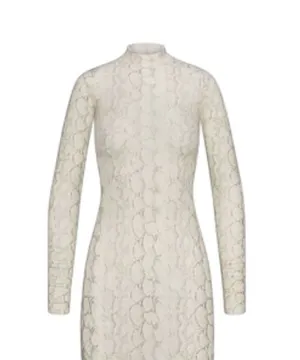 NWT SKIMS Milky Sheer Tunic M Stone Pastel Snake Print Mock Neck Mesh Rare thumbnail 1