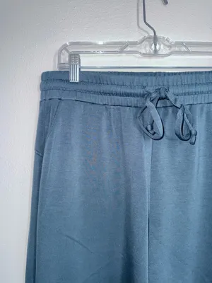 Maurices Scuba Knit Wide Leg Sweatpants Dark Blue Green High Rise thumbnail 3