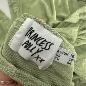 Princess Polly Sage Green Halter Crop Top Button Front Ruched Open Back Size 12 thumbnail 3