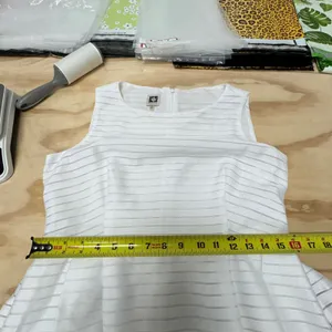 Anne Klein White Horizontal Stripe Sleeveless Fit and Flare Belted Dress Size 10 thumbnail 12