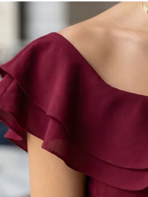 Lulu's Burgundy Off-Shoulder Ruffle Midi Dress thumbnail 5
