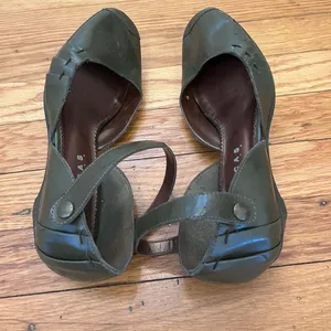 Novacas Vegan Olive Green Low Wedge Ankle Strap Mary Jane Shoes thumbnail 6