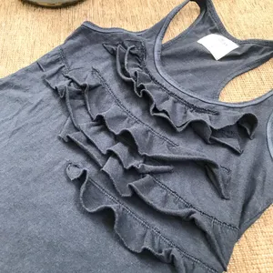 Hollister Navy ruffle racer back tank top small thumbnail 2