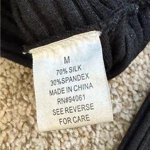 Exhibit A Black Silk Blend Ribbed Mock Neck Long Sleeve Top Medium Minimalist thumbnail 10