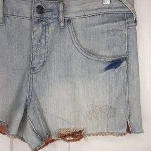 Free People Distressed Denim Shorts Light Wash thumbnail 3