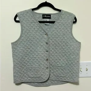 Sag Harbor Sport Petite‎ Heather Gray Quilted Button Front Vest PM H32776GY thumbnail 1