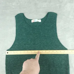 Free People FP Beach Green Top Sweater Vest Linen Blend Size S Small Boho thumbnail 4