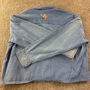 Ohio Bicentennial Denim Shirt Women L Blue Patchwork Americana Vintage Retro‎ thumbnail 12