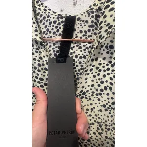 PETAR PETROV Neutral Light Green 100% Silk Black Spots Alex Silk Dress size XS thumbnail 6