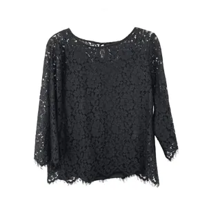 Rafaella Blouse Womens L Used Black Floral Lace Attached Cami thumbnail 2