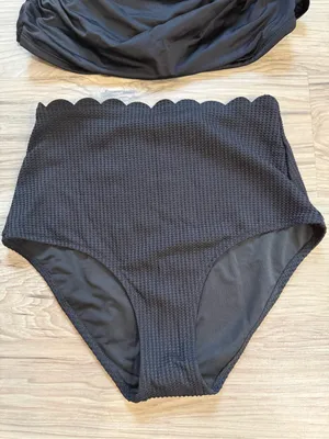 Aerie Black High-Waisted Scallop Bottom Size XS w/ Apt. 9 Ruched Tankini Size 6 thumbnail 2