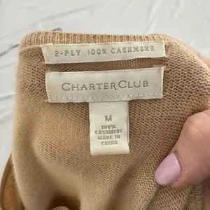 Charter Club Womens 100% Cashmere Argyle Sweater Crew Neck Medium thumbnail 4