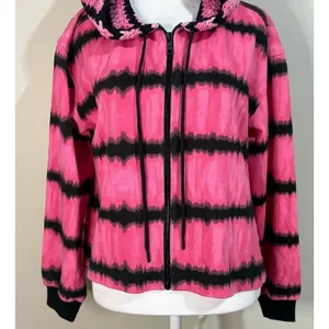 Alice + Olivia Zip Hoodie Womens‎ S Pink Black Tie Dye Crochet Excellent CC102 thumbnail 7