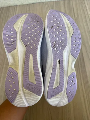 Hoka Women's Light Gray Running Shoes with Coral & Lavender Accents thumbnail 8