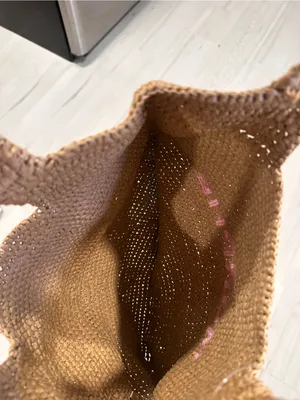Morphe Brown Crochet Tote with Pink Logo thumbnail 2