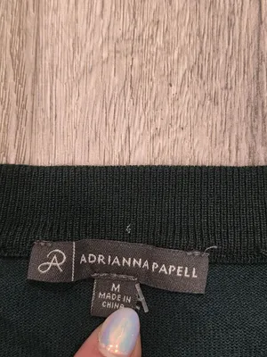 Adrianna Papell Lace Sleeve Knit Top Green Medium Elegant Crewneck thumbnail 5