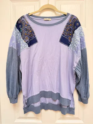 Free People "We The Free" Feelin' It Long Sleeve Top Boho Purple Medium‎ thumbnail 2