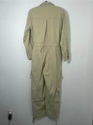 Oh Polly Blake Sage Twill Cargo Utility Jumpsuit Long Sleeve Sz 6 Wide Leg NEW thumbnail 3