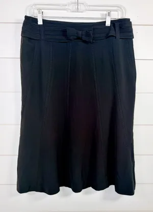 Karen Millen Women's Paneled Bow Belted Flared Hem Mini Skirt Black Size 6 thumbnail 1