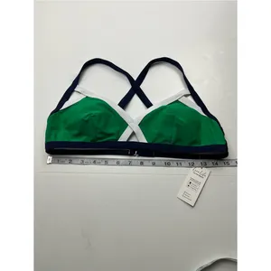 CUPSHE Kelly Green Navy Colorblock Keyhole Cross-Back‎ Bikini Swim Top Large NEW thumbnail 8