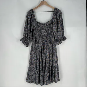 Elloh Multicolor Ditsy Floral Smocked 3/4 Puff Sleeve Tiered Midi Dress‎ Prairie thumbnail 11