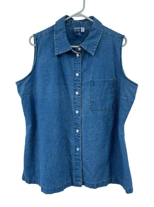 Vintage Venezia Jeans Linen Cotton Sleeveless Blouse 18/20 Used Linen Cotton thumbnail 1