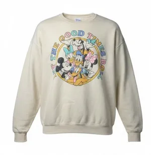 Disney Parks Mickey & Friends Crewneck Sweatshirt XL Good Times Roll Retro Style thumbnail 1