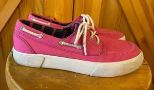 Polo Ralph Lauren Lilia canvas stripes pink size 9B ￼ thumbnail 1