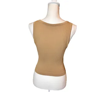 Aritzia Sunday Best‎ Ribbed Tank Top Camel Brown Sleeveless Stretch Knit Small thumbnail 2