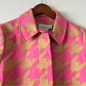 Isaac Mizrahi for Target|Pink and Tan Houndstooth Raincoat sz Small thumbnail 2