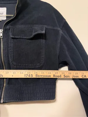 aerie Cropped Corduroy Utility Jacket - black XS thumbnail 4