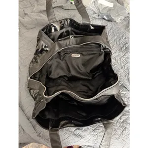 DKNY Black Patent Leather Large Zip Tote Shoulder Bag Work Travel Purse thumbnail 6