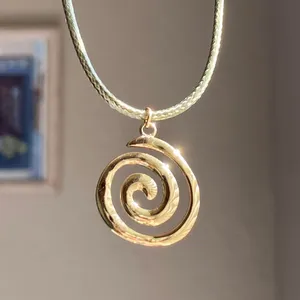 Handmade stainless steel spiral swirl uzumaki funky boho grunge style necklace🌀 thumbnail 8