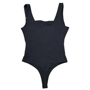 Quince Black Square Neck Thong‎ Bodysuit Sleeveless Tank Top New NWT thumbnail 3