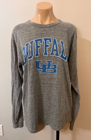 League Buffalo NY UB Gray Long Sleeve T-shirt Classic Fit Medium New York thumbnail 1