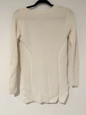 Athleta Women’s Highline Sweater Tunic Cream Size Small V-Neck Knit Casual Fall thumbnail 3