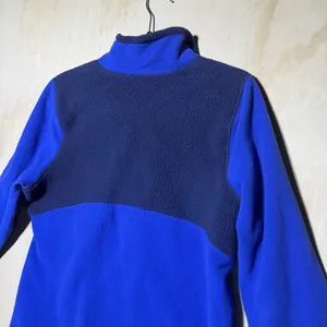 LL Bean Womens Medium Polartec Fleece Pullover Blue Navy Half Zip Chest Pocket thumbnail 8
