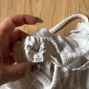 For Love & Lemons White Ribbed Lace-Trim Button Cami thumbnail 2