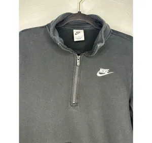 Nike Quarter Zip Sweatshirt Women's Size Medium Black Athleisure Active Cropped thumbnail 3