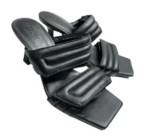 Abound Sandals Size 6 Black Qarly Open Square Toe Slip On‎ Heels thumbnail 1